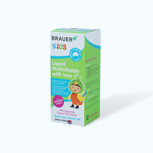 Siro BRAUER Kids Liquid Multivitamin With Iron bổ sung vitamin và khoáng chất cho trẻ (200ml) - Hình ảnh 2