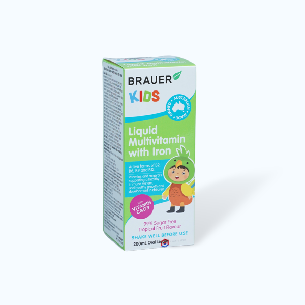 Siro BRAUER Kids Liquid Multivitamin With Iron bổ sung vitamin và khoáng chất cho trẻ (200ml) - Hình ảnh 3